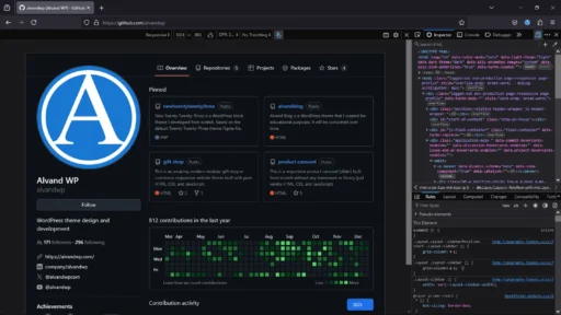 Mozilla Firefox browser with its Developer Tools open