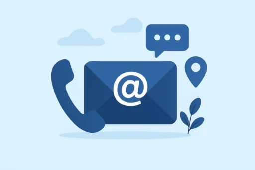 تصویر گرافیکی تماس با ما با آیکن ایمیل، تلفن و پیام